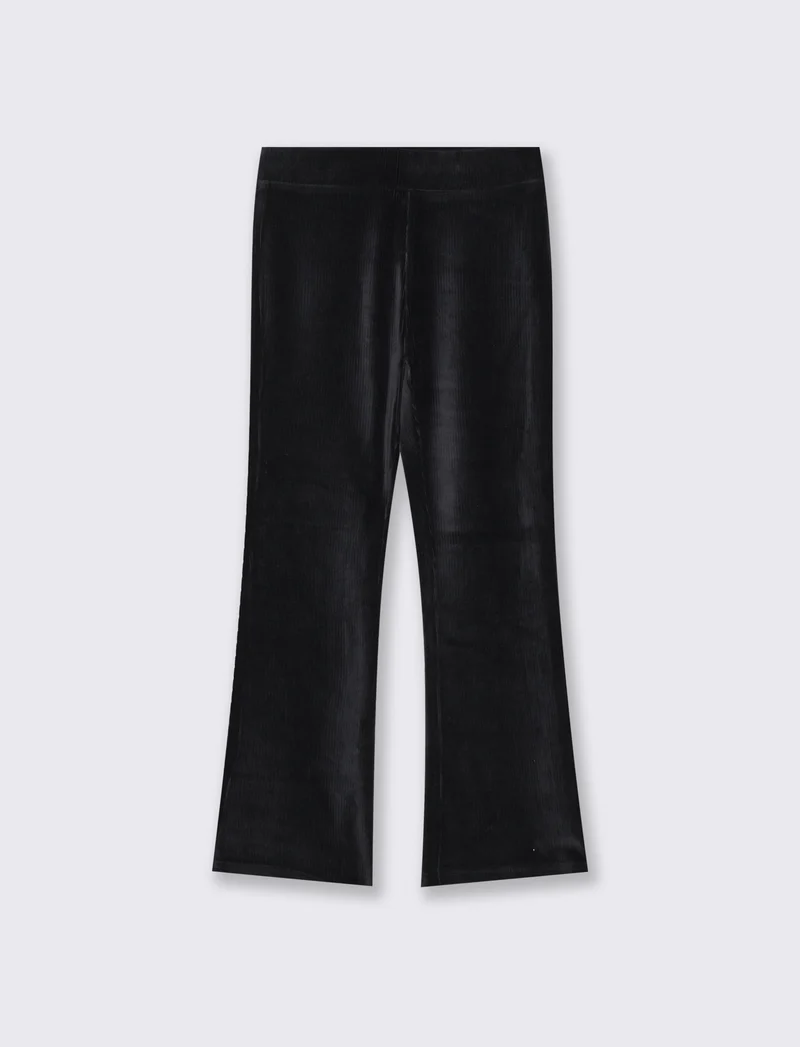 Leggings a zampa in velluto elastico - Nero