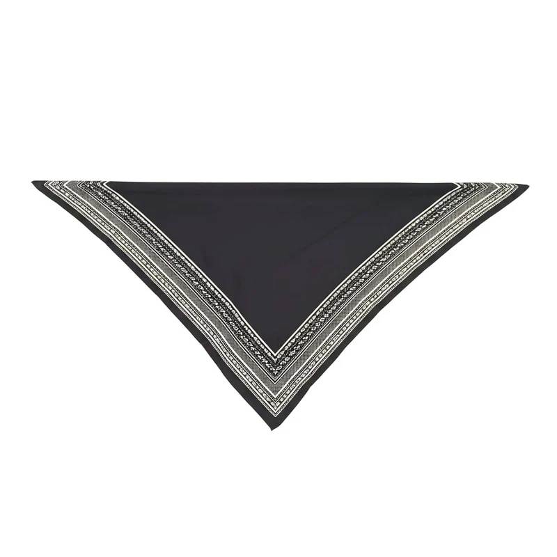 Foulard donna triangolo unito con bordi contrasto - Nero