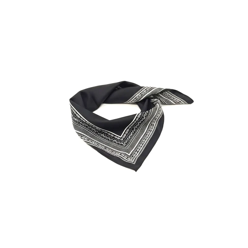 Foulard donna triangolo unito con bordi contrasto - Nero