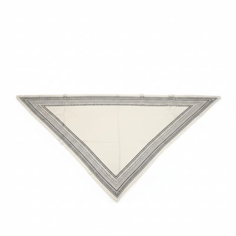 Foulard donna triangolo unito con bordi contrasto - Bianco panna
