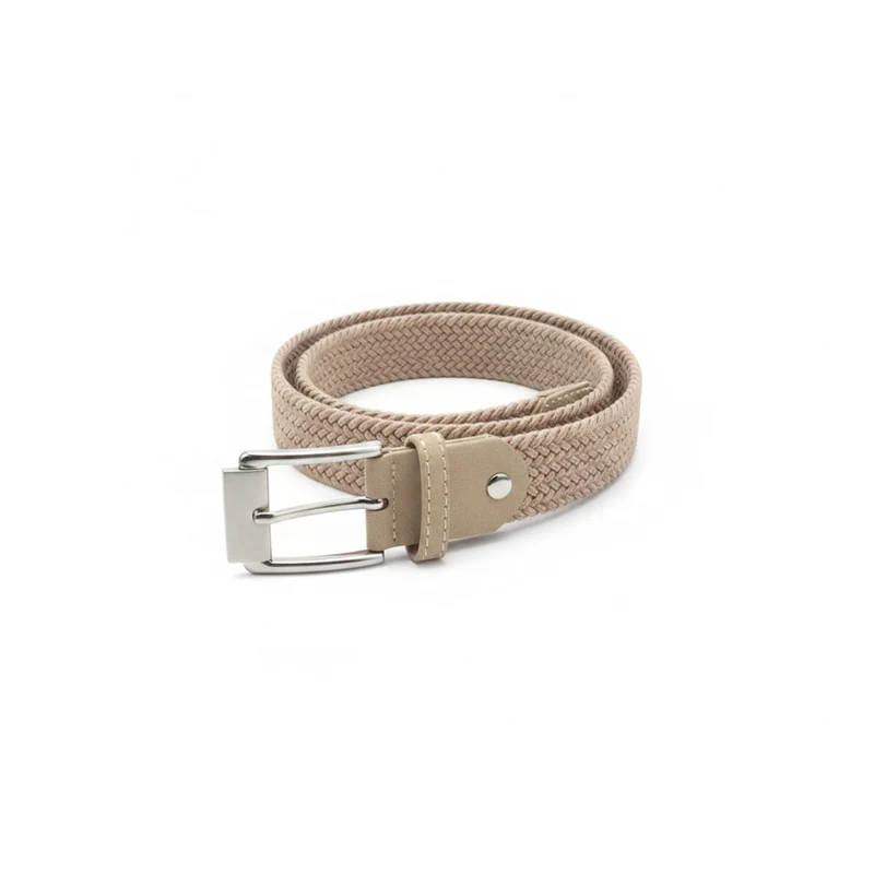 Cintura uomo intrecciata elastica - Beige