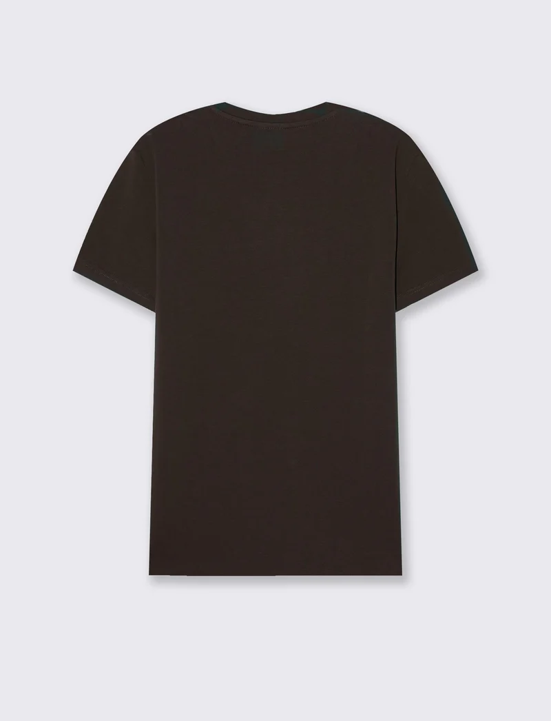 T-SHIRT BASIC IN COTONE ELASTICIZZATO SLIM FIT - Moro