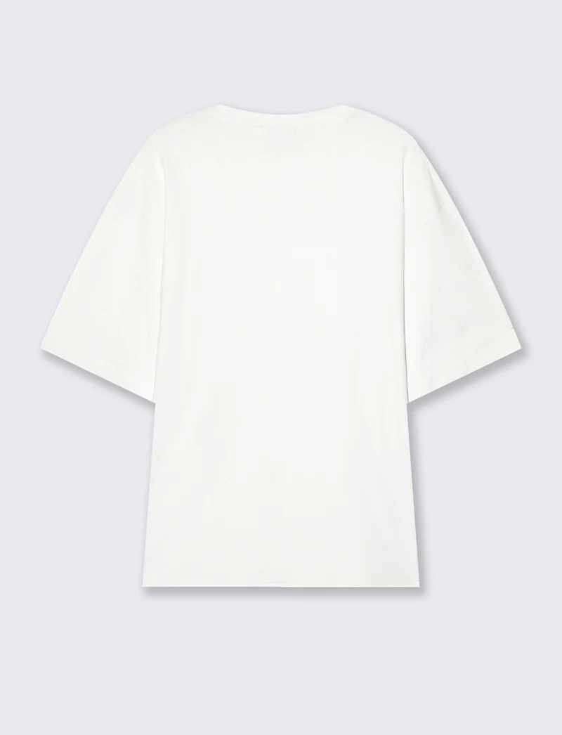 T-SHIRT BASIC IN COTONE BOXY FIT - Bianco