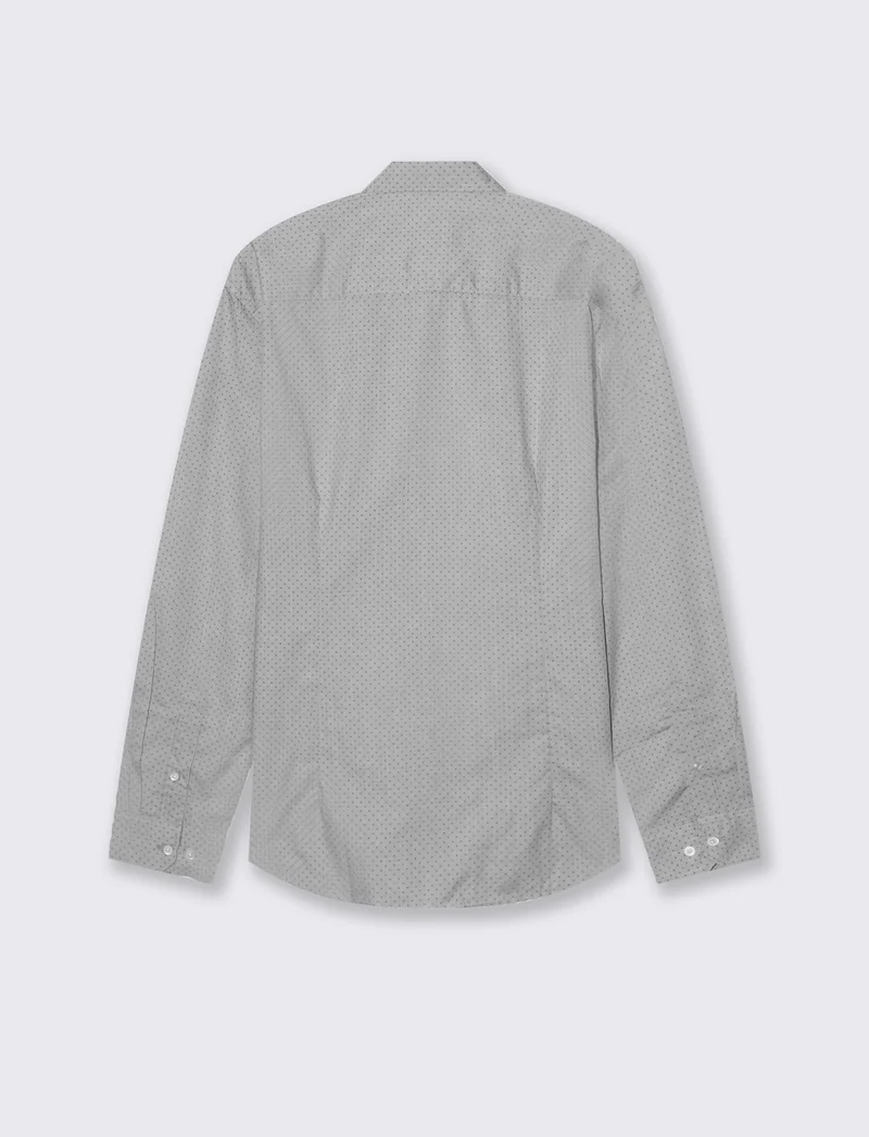 CAMICIA MICRO FANTASIA REGULAR FIT - Grigio