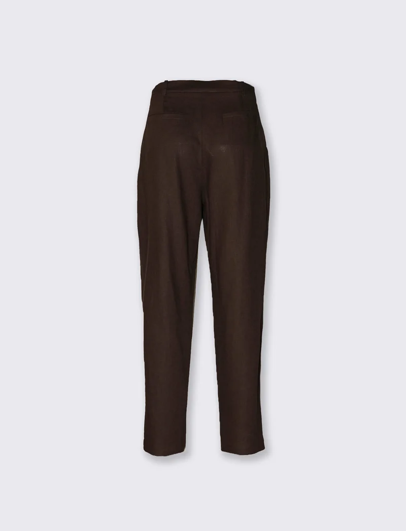 Pantaloni in lino con bottoni e pinches - Caffe'