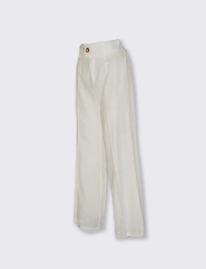 Pantaloni palazzo a vita alta donna - Bianco latte
