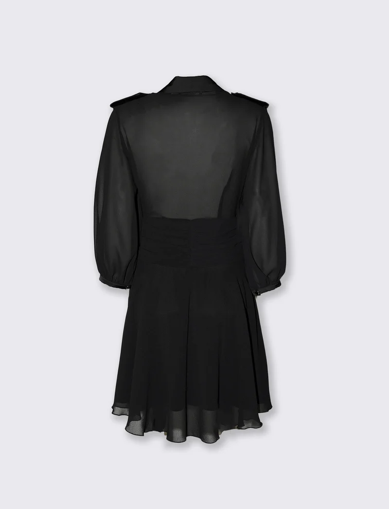 Abito corto morbido con cintura per donna - Nero