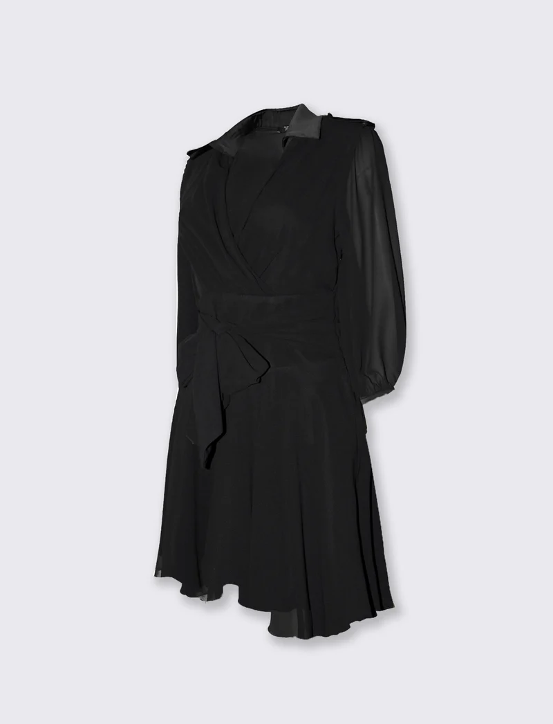 Abito corto morbido con cintura per donna - Nero