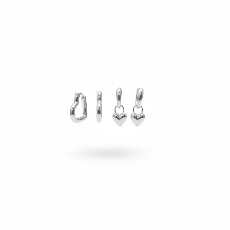 Orecchini: 2 Paia di Cuori - Argento