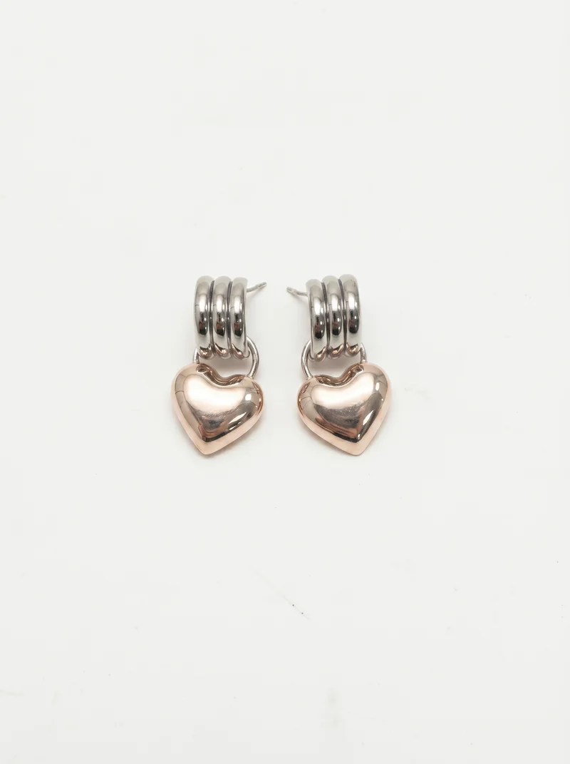 Orecchini cuore catenaccio eleganti - Rosa