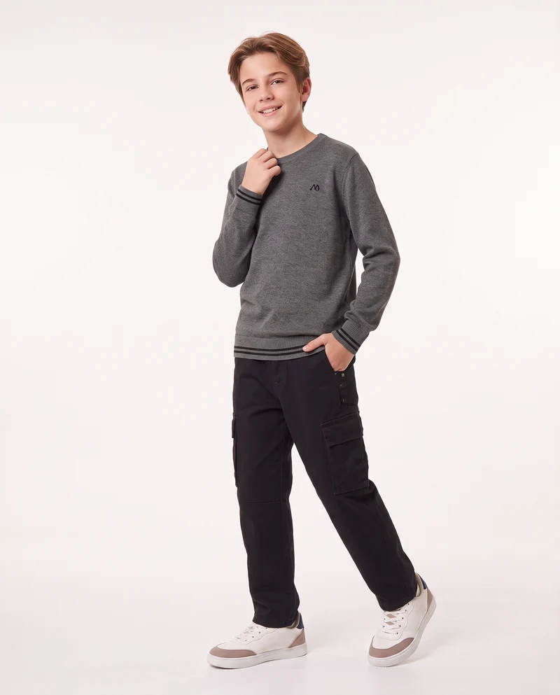 Jeans cargo in denim black con tasconi - Nero