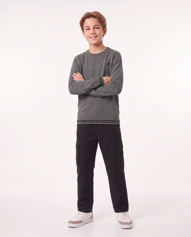 Jeans cargo in denim black con tasconi - Nero