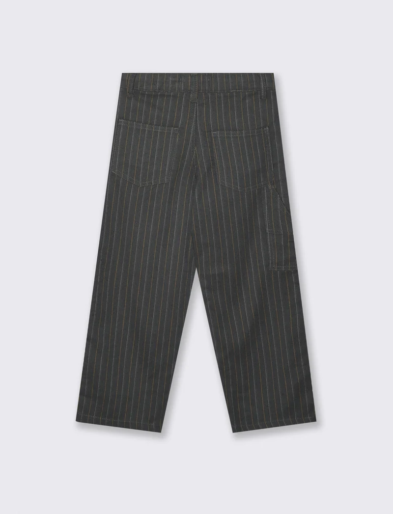 Pantaloni a righe con toppa e cintura - Righe