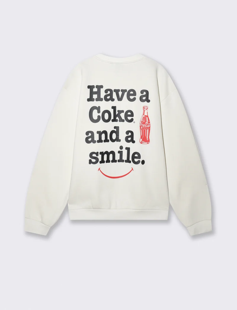 Felpa Coca Cola girocollo boxy fit uomo - Bianco