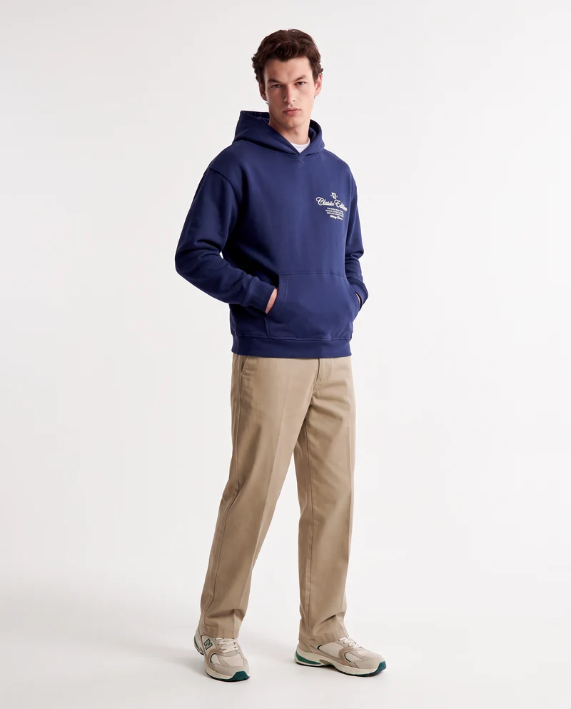 Felpa boxy fit con cappuccio e tasca marsupio - Bluette