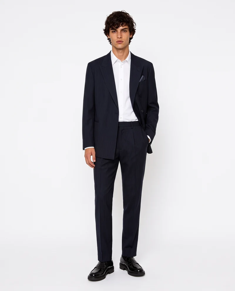 Pantaloni a righe formal fit eleganti - Blu