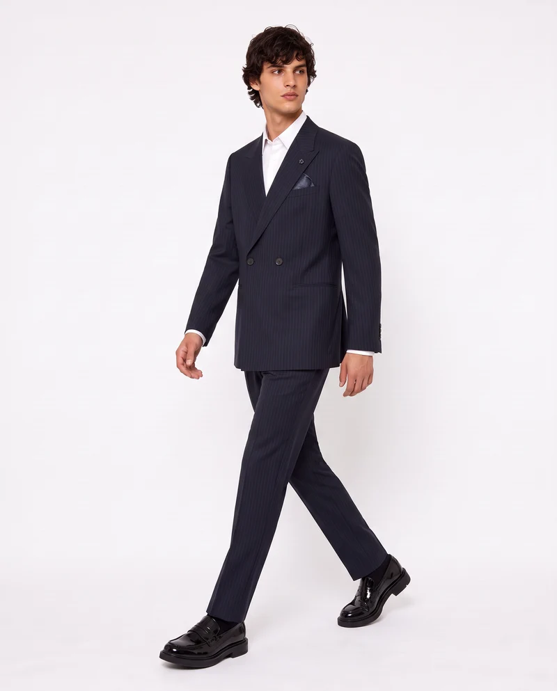 Blazer a righe doppio petto formal fit - Blu
