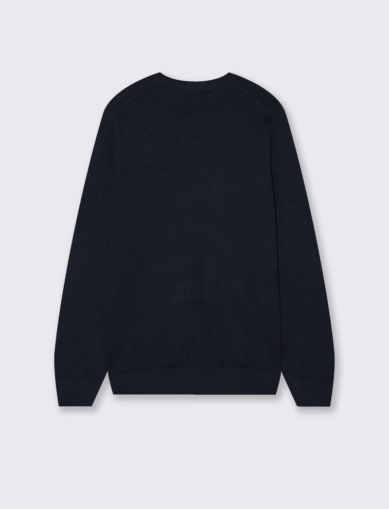 Maglia Girocollo Basic in Filato Comfort - Blu