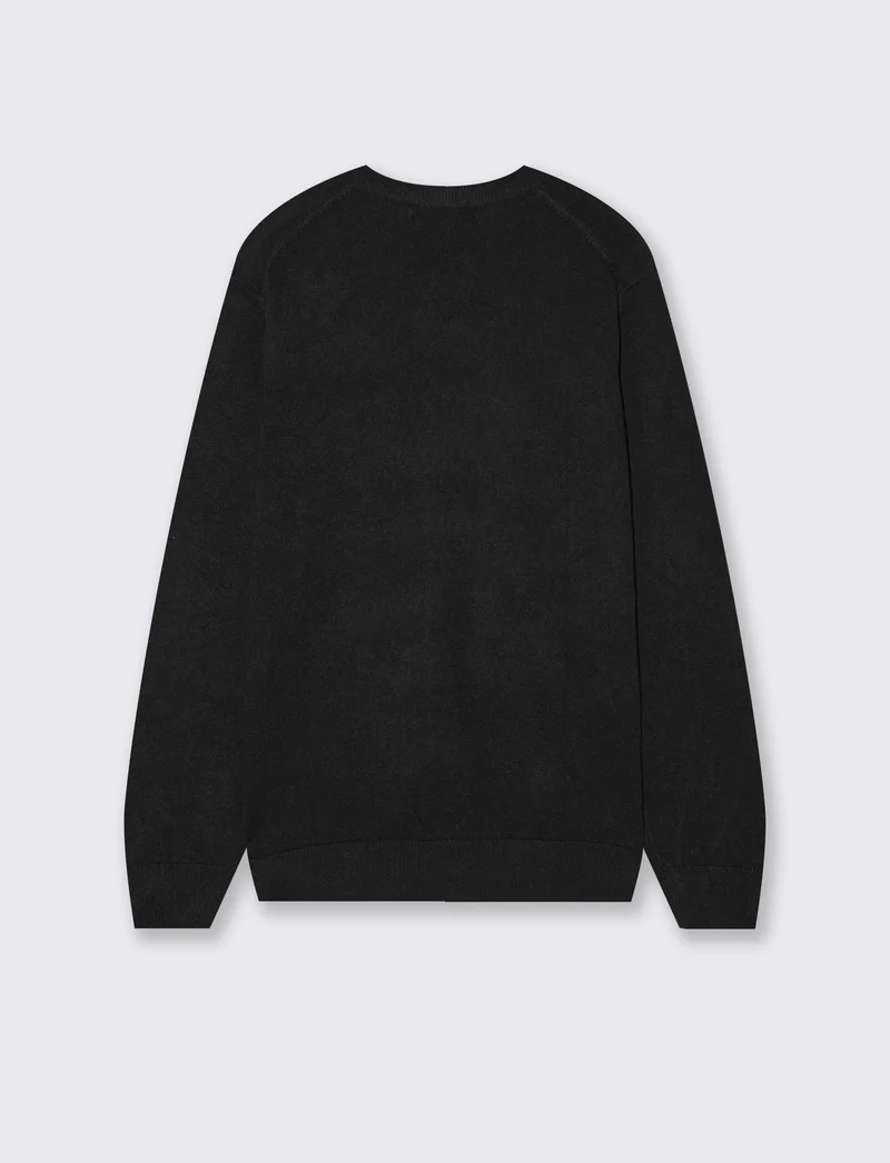 Maglia Girocollo Basic in Filato Comfort - Nero