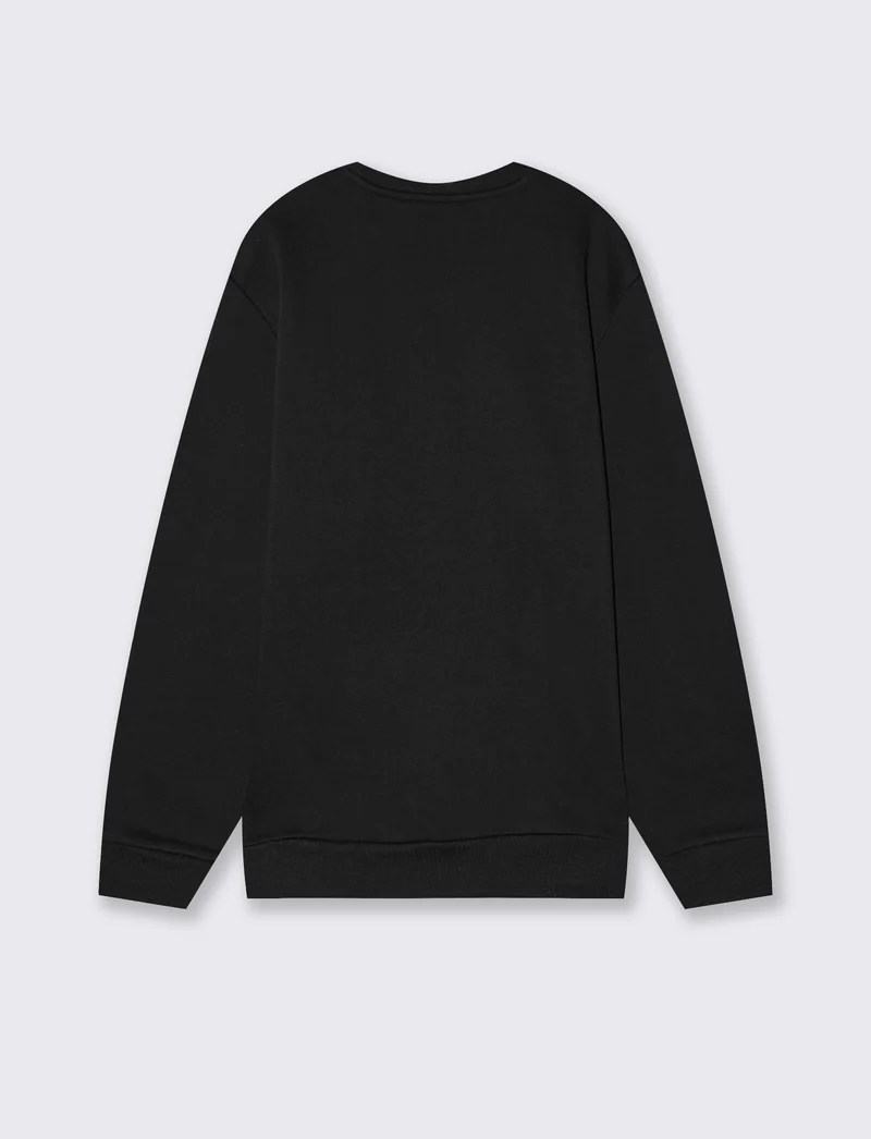 Felpa girocollo relaxed fit in cotone - Nero