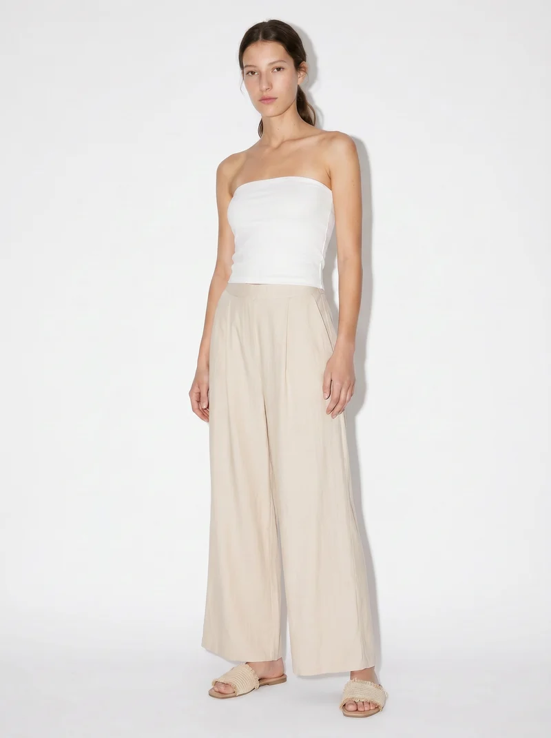 Pantalone palazzo donna vestibilità morbida - coccio