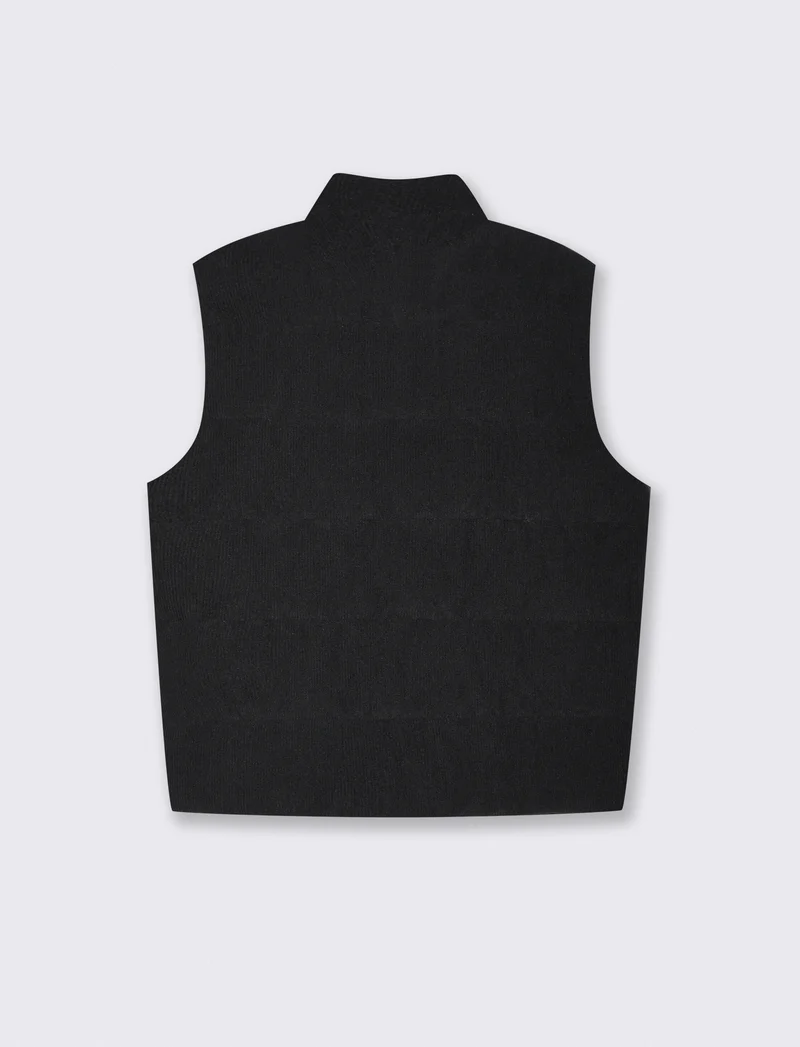 Giubbotto Smanicato in Velluto Goffrato - Nero