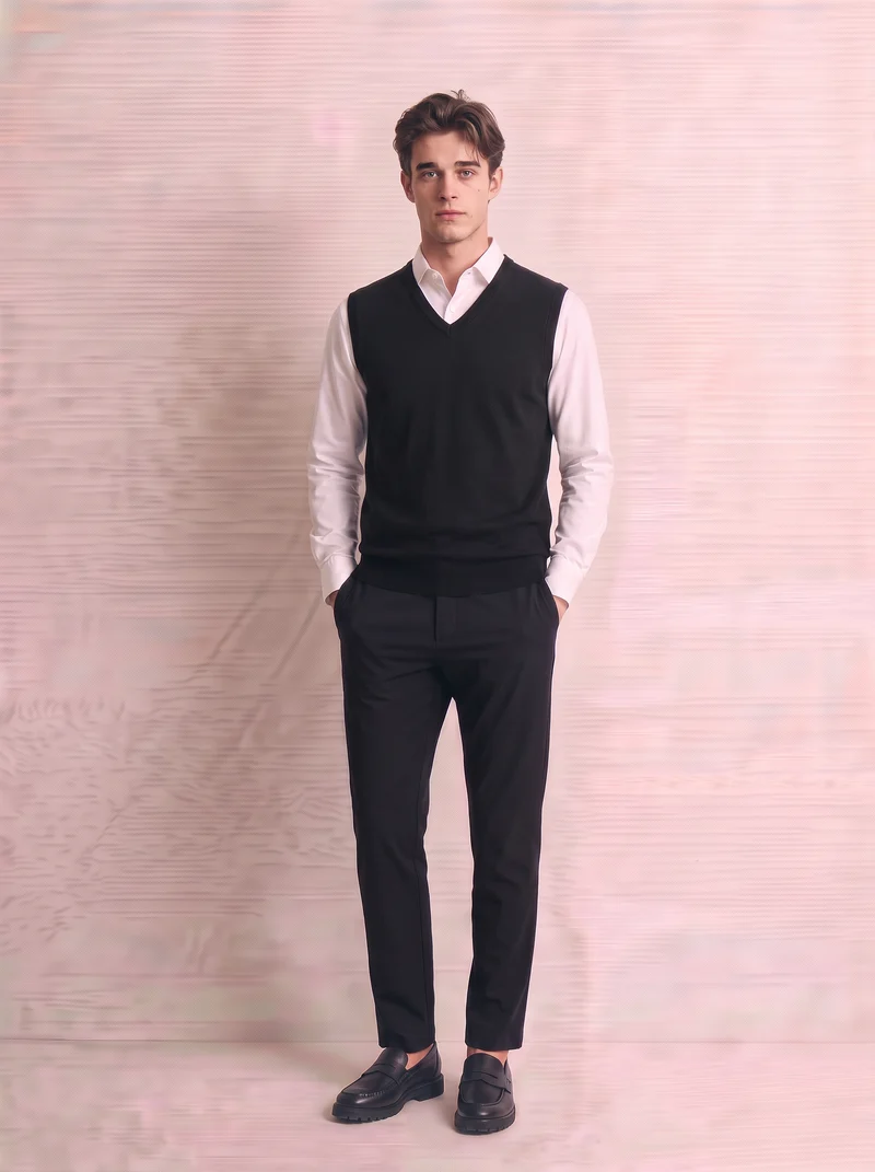Maglia senza maniche con scollo a V - Nero