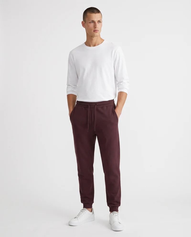 Pantaloni Jogger Basic in Felpa Garzata - Bordeaux
