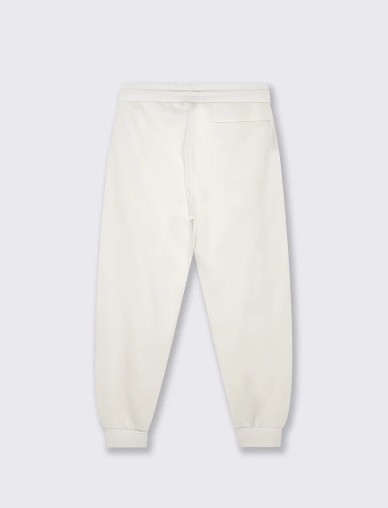 Pantaloni Jogger Basic in Felpa Garzata - Bianco