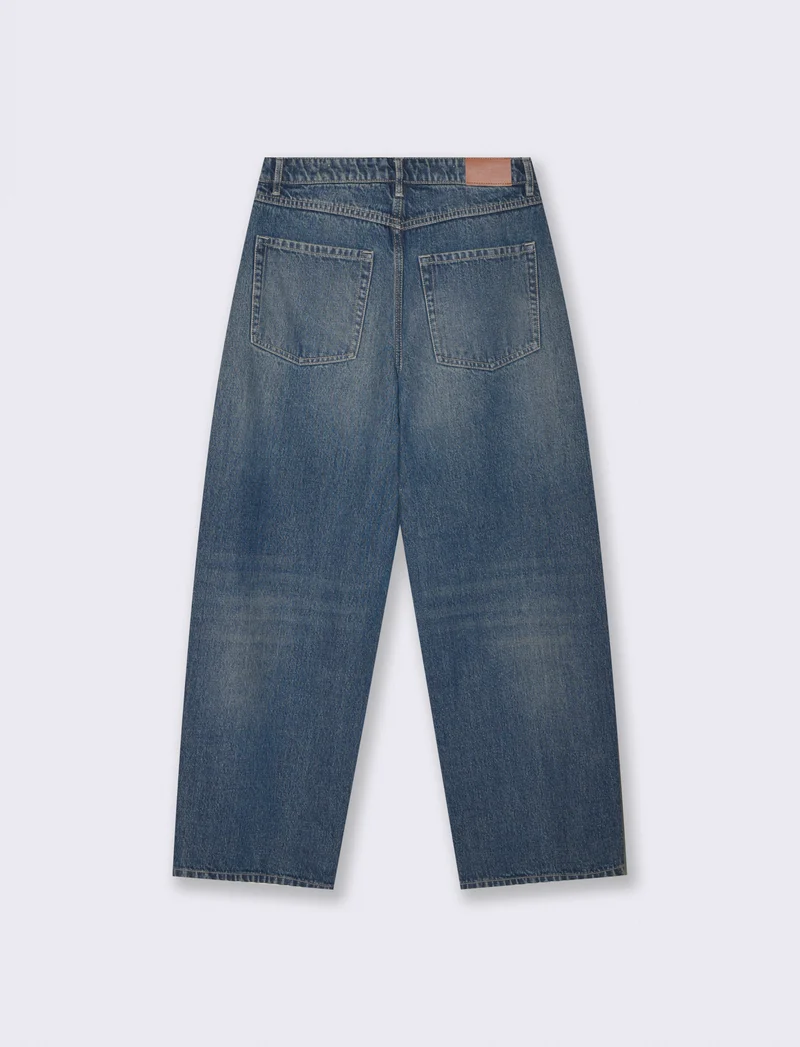 Jeans barrel con vita regolare - Denim