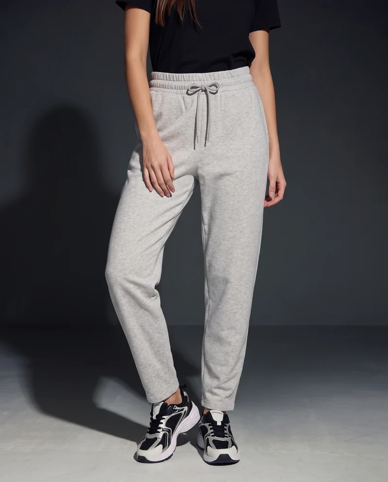 Pantalone basico con vita arricciata - Grigio mel.