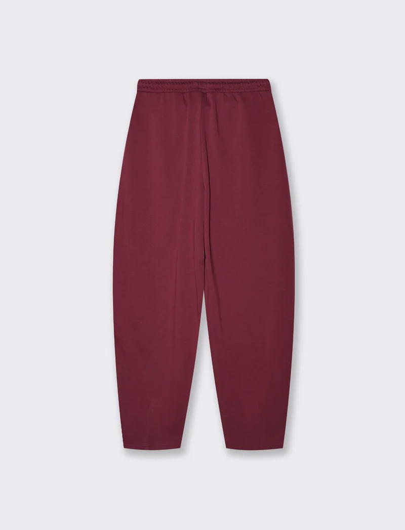 Pantalone basico con vita arricciata - Viola prugna