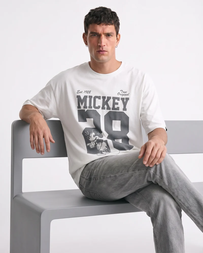T-shirt Disney girocollo uomo boxy fit - Bianco