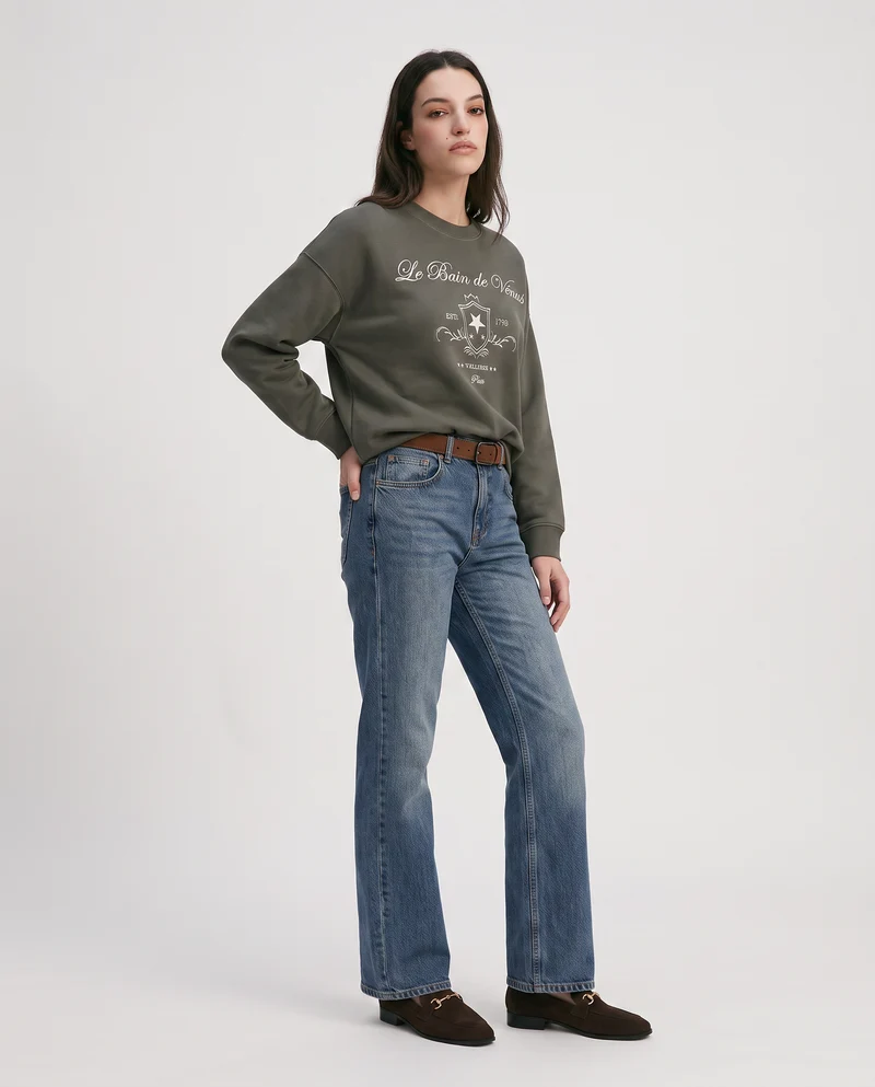 Jeans bootcut a vita bassa - DENIM SCURO