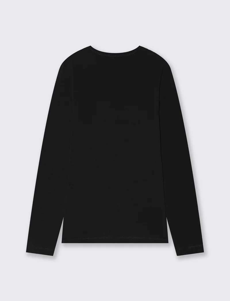 T-shirt basica manica lunga girocollo - Nero