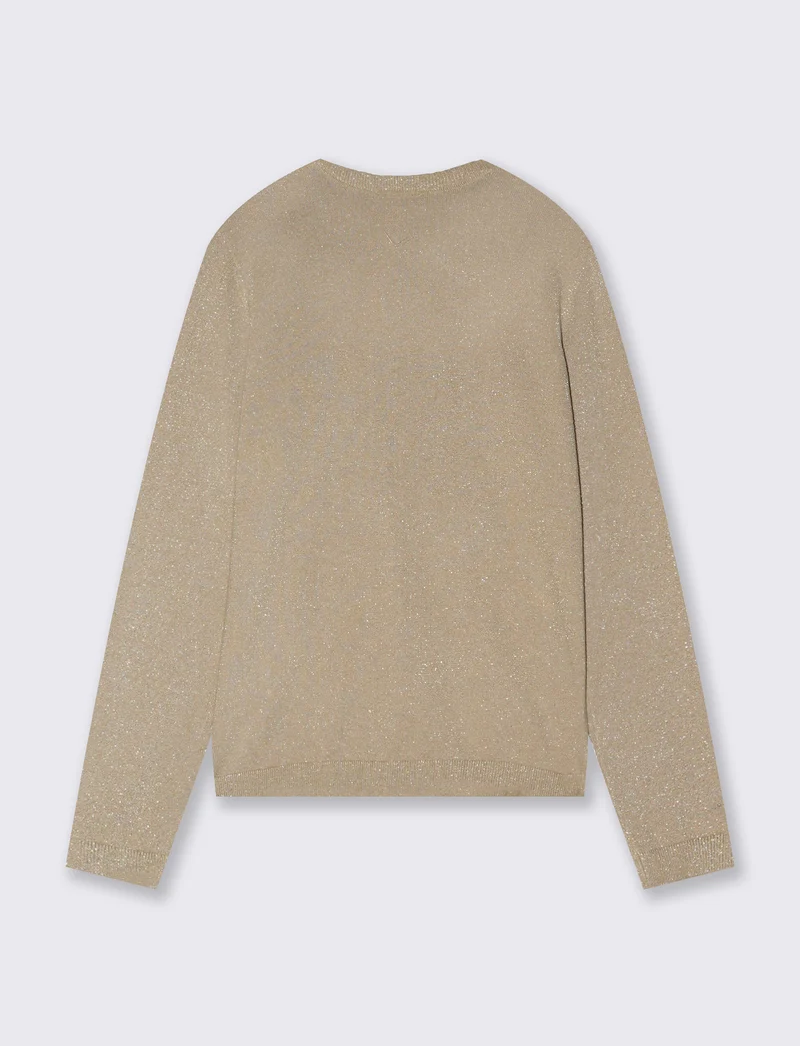 Cardigan in lurex con collo paricollo - Beige