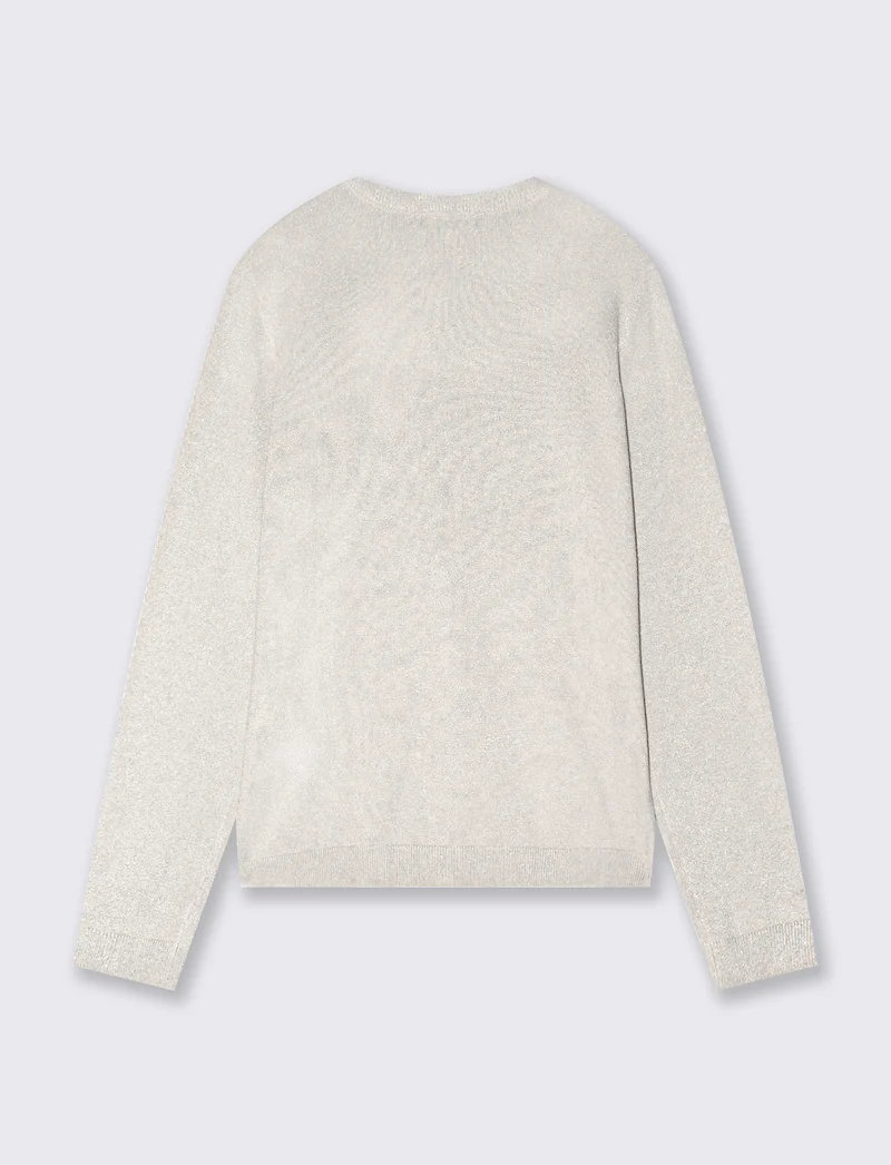 Cardigan in lurex con collo paricollo - Avorio