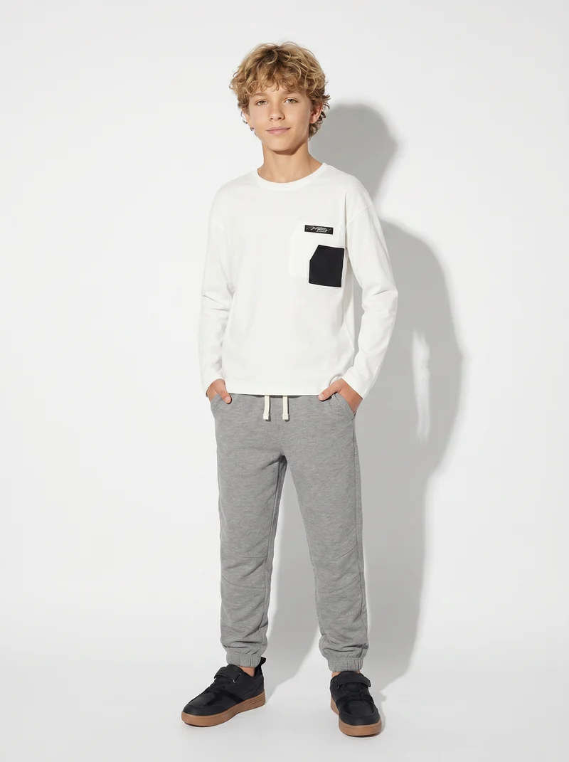 Pantaloni jogger in cotone comodi e pratici - Grigio mel.