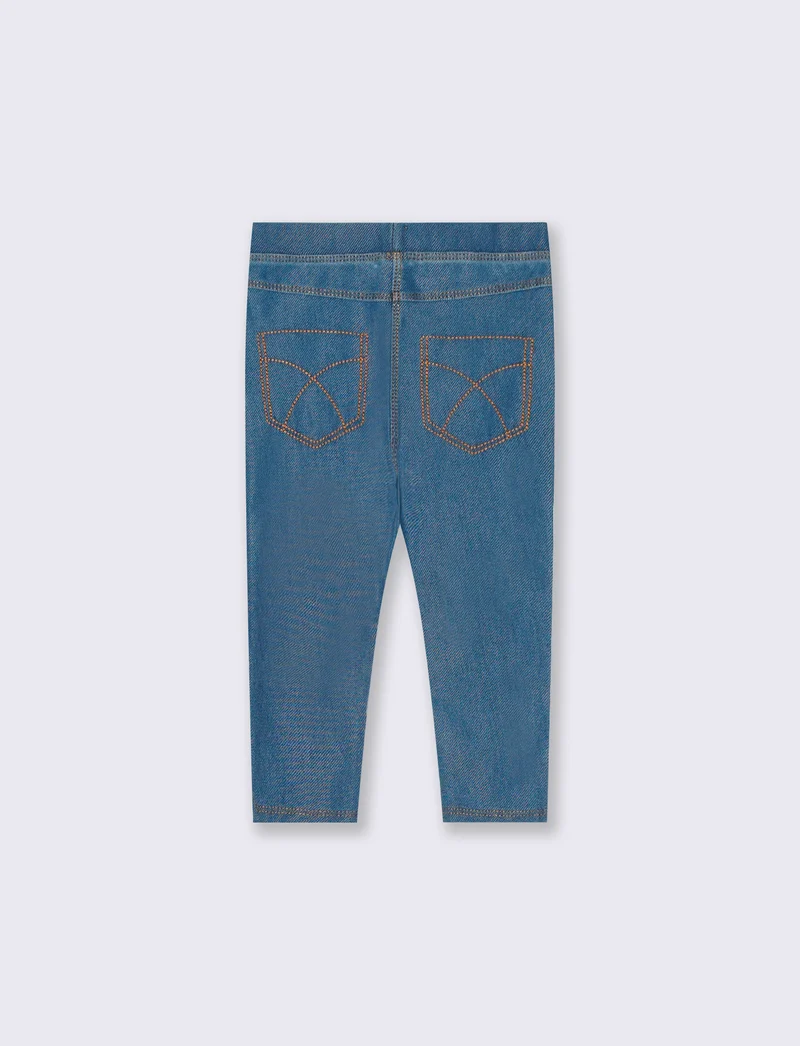 Leggings in cotone elasticizzato con tasche - Denim