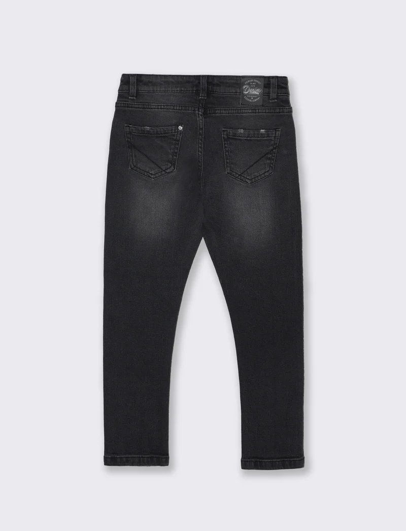 Jeans cinque tasche in denim elasticizzato - Nero