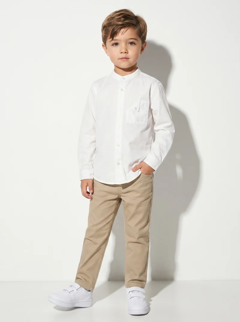 Pantaloni cinque tasche in misto cotone - Beige