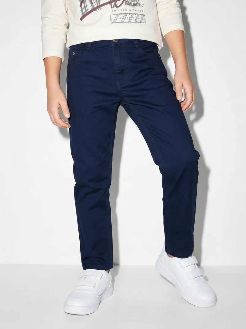 Pantaloni cinque tasche in misto cotone - Blu