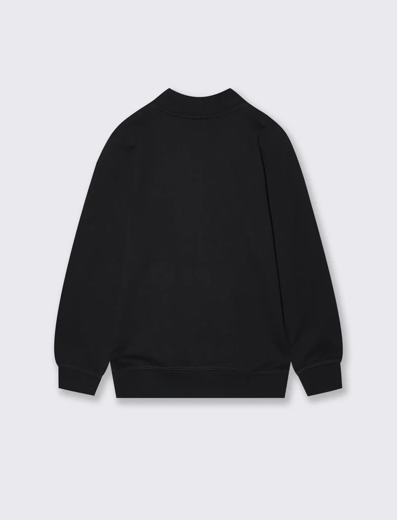Felpa collo alto con zip e tascone - Nero