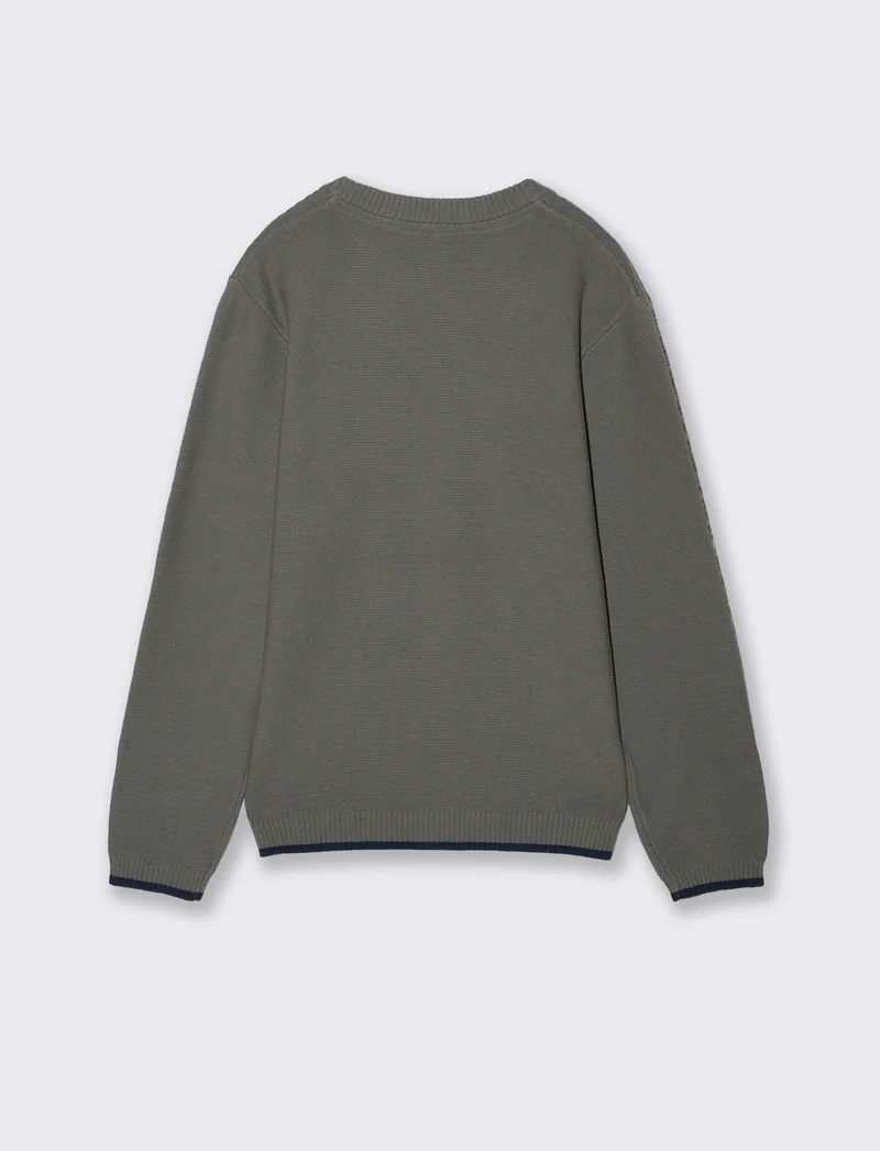 Maglioncino girocollo con taschino - Verde militare