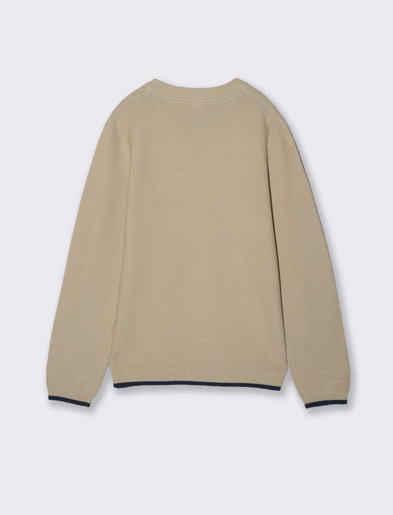 Maglioncino girocollo con taschino - Beige