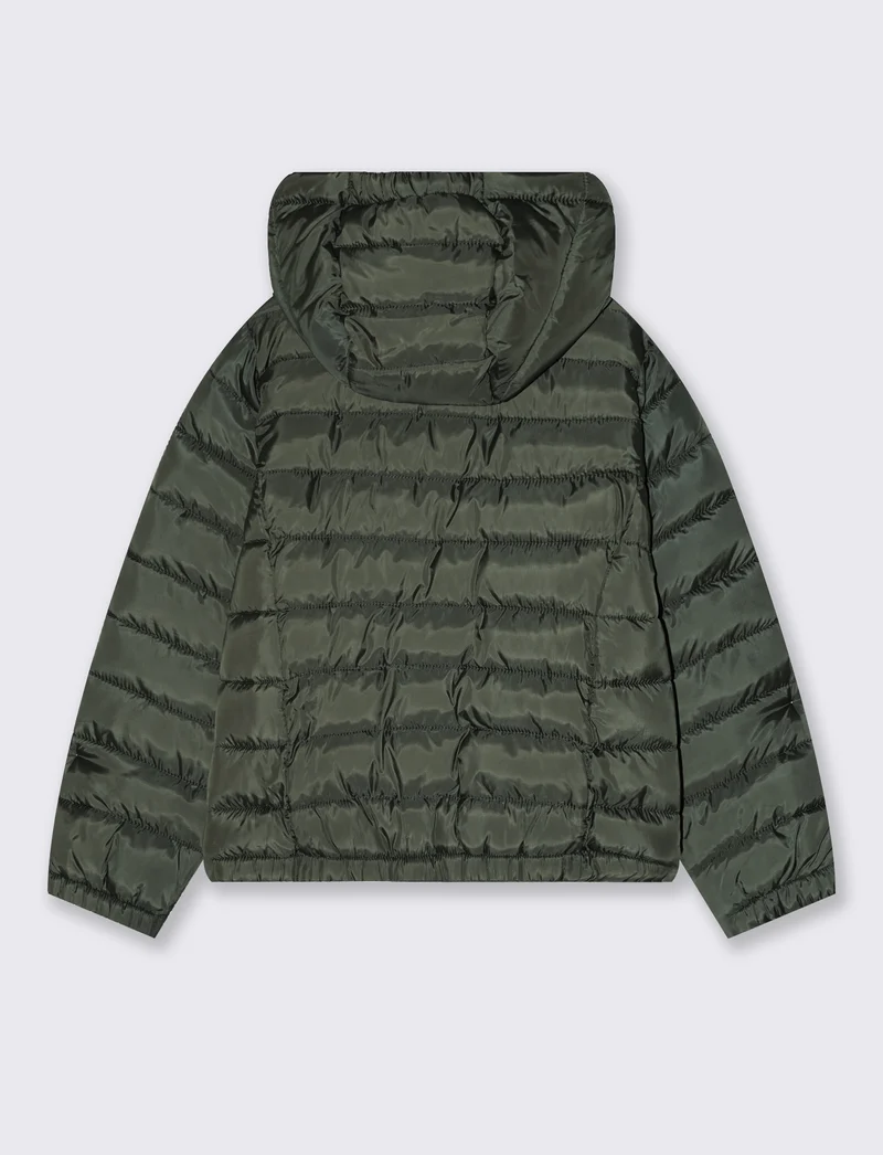 Giubbotto imbottito con cappuccio e tasche - Verde militare