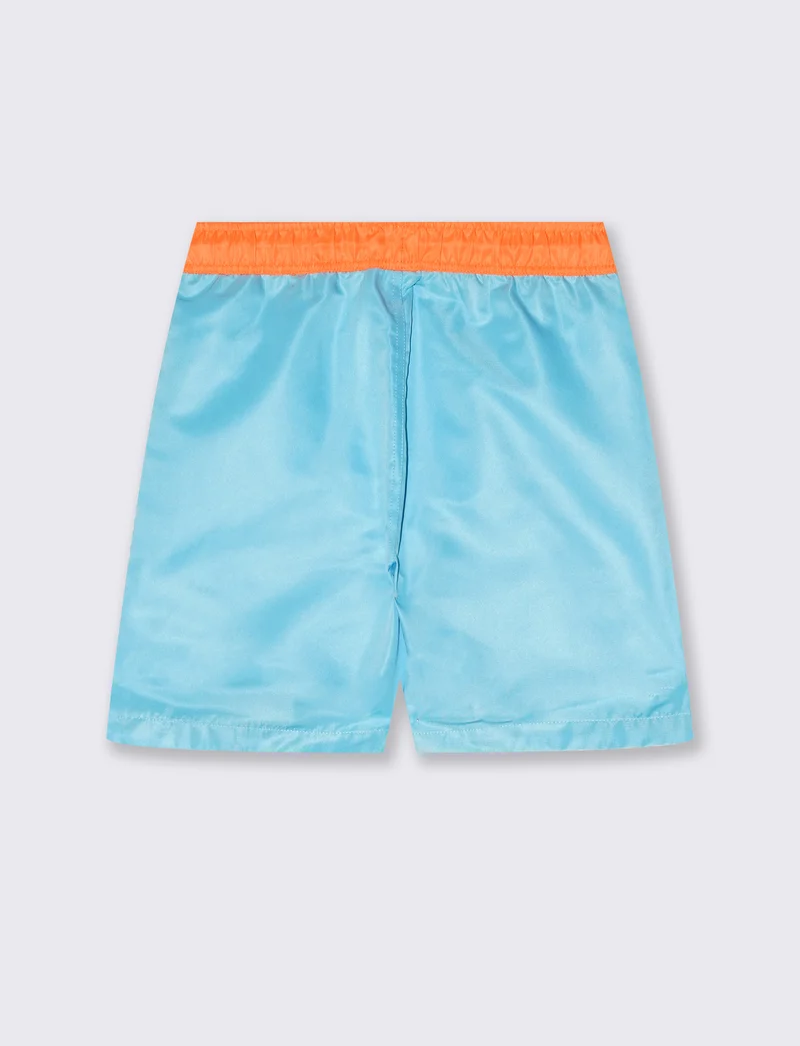 Costume boxer bicolore con bustino - Azzurro