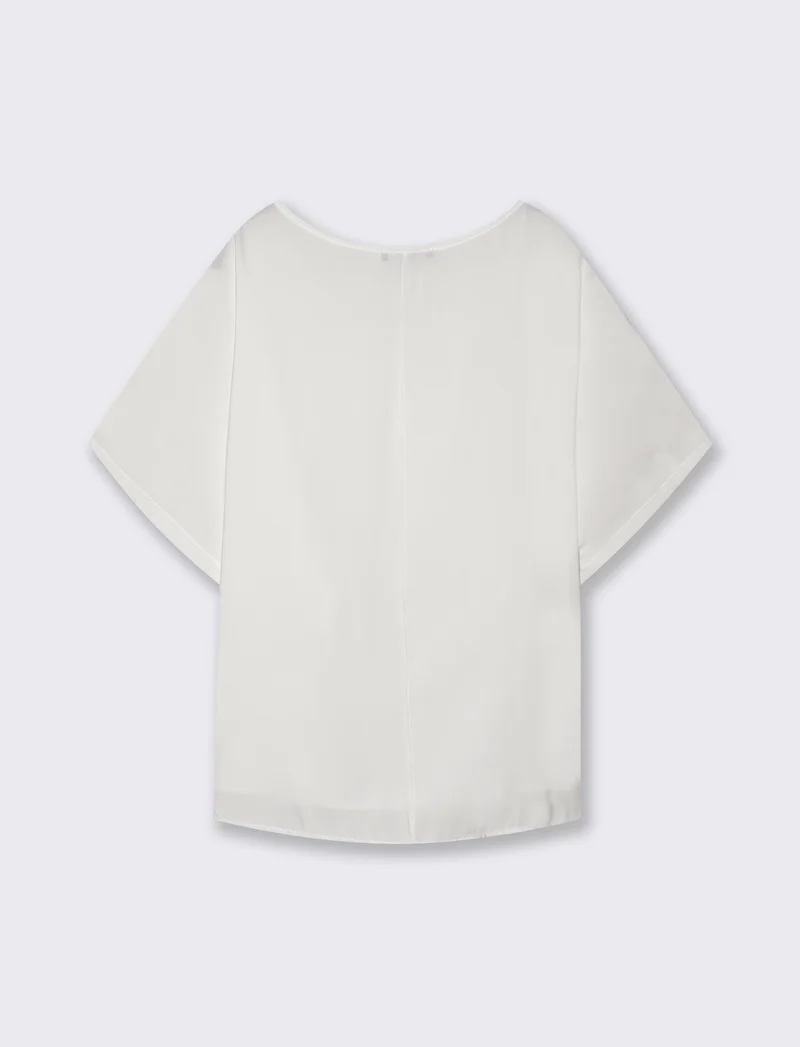 Casacca morbida con scollo rotondo - Bianco
