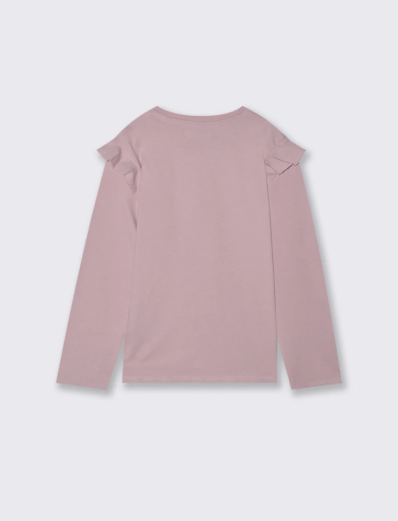 T-shirt lunga con rouches e stampa vivace - Rosa polvere