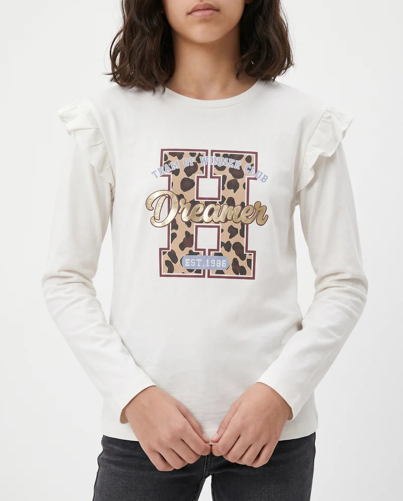 T-shirt lunga con rouches e stampa vivace - Bianco latte